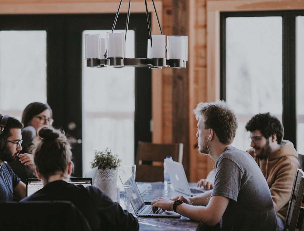People collaborating at a desk